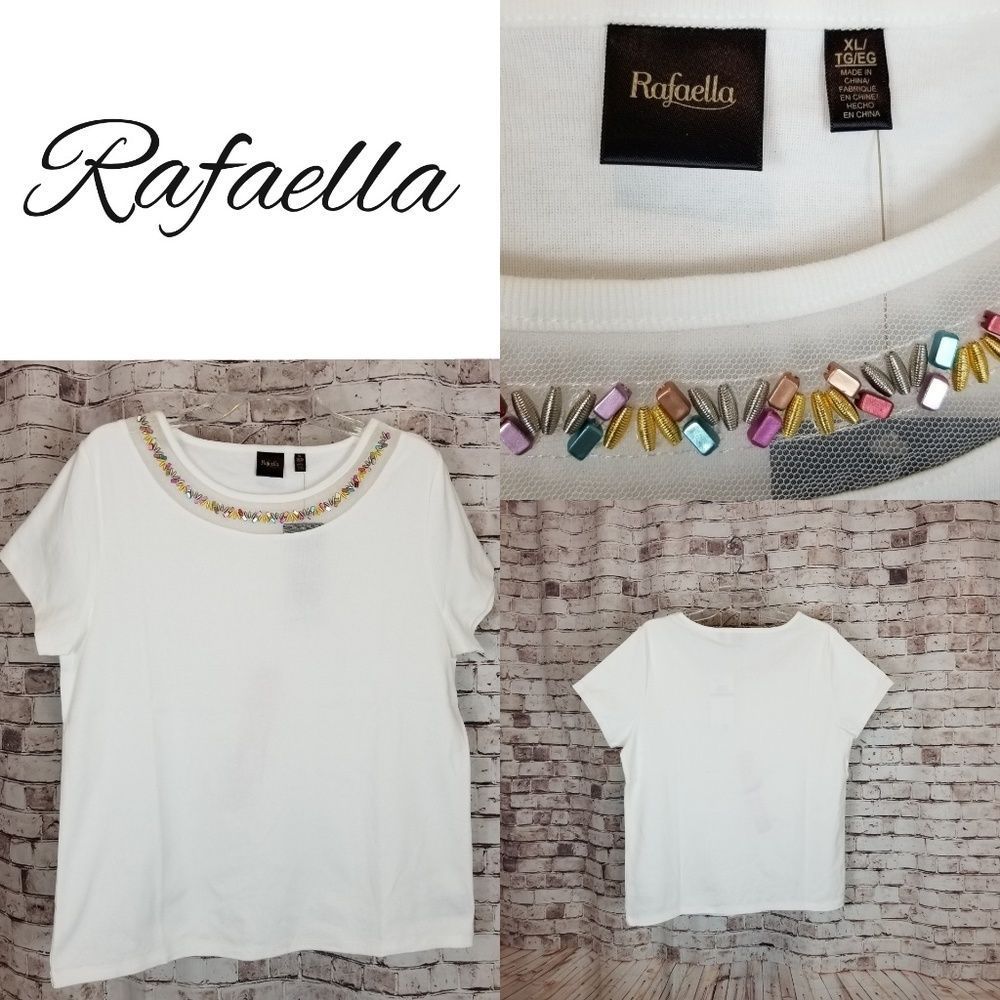 RAFAELLA BNWT Embellished Neck Knit Top